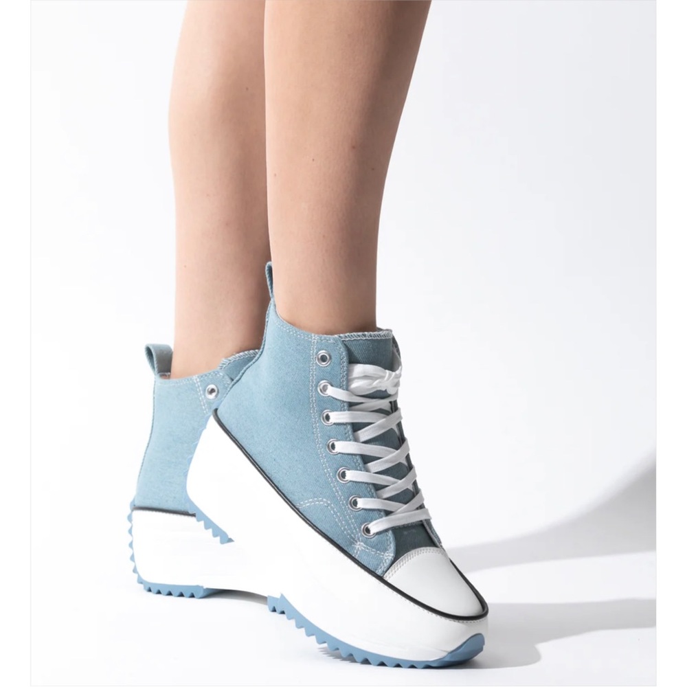 Mata Shoes Street Smart Denim High Top Converse Style Platform Sneakers